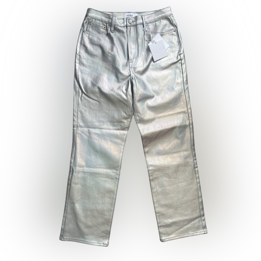 NWT Pistola High Rise Straight Cassie Coated Prism Jeans | Size 29 - Picture 5 of 15